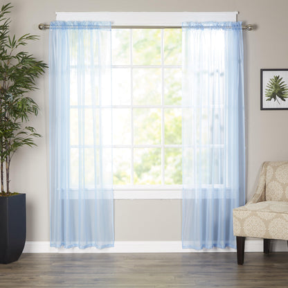 Elegant Comfort Set of 2 Sheer Curtain Panels - Rod Pocket