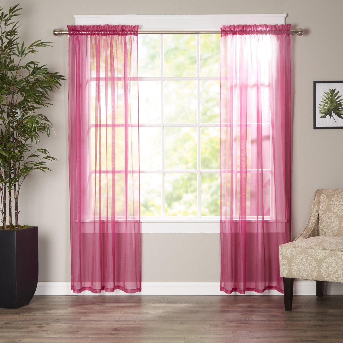 Elegant Comfort Set of 2 Sheer Curtain Panels - Rod Pocket