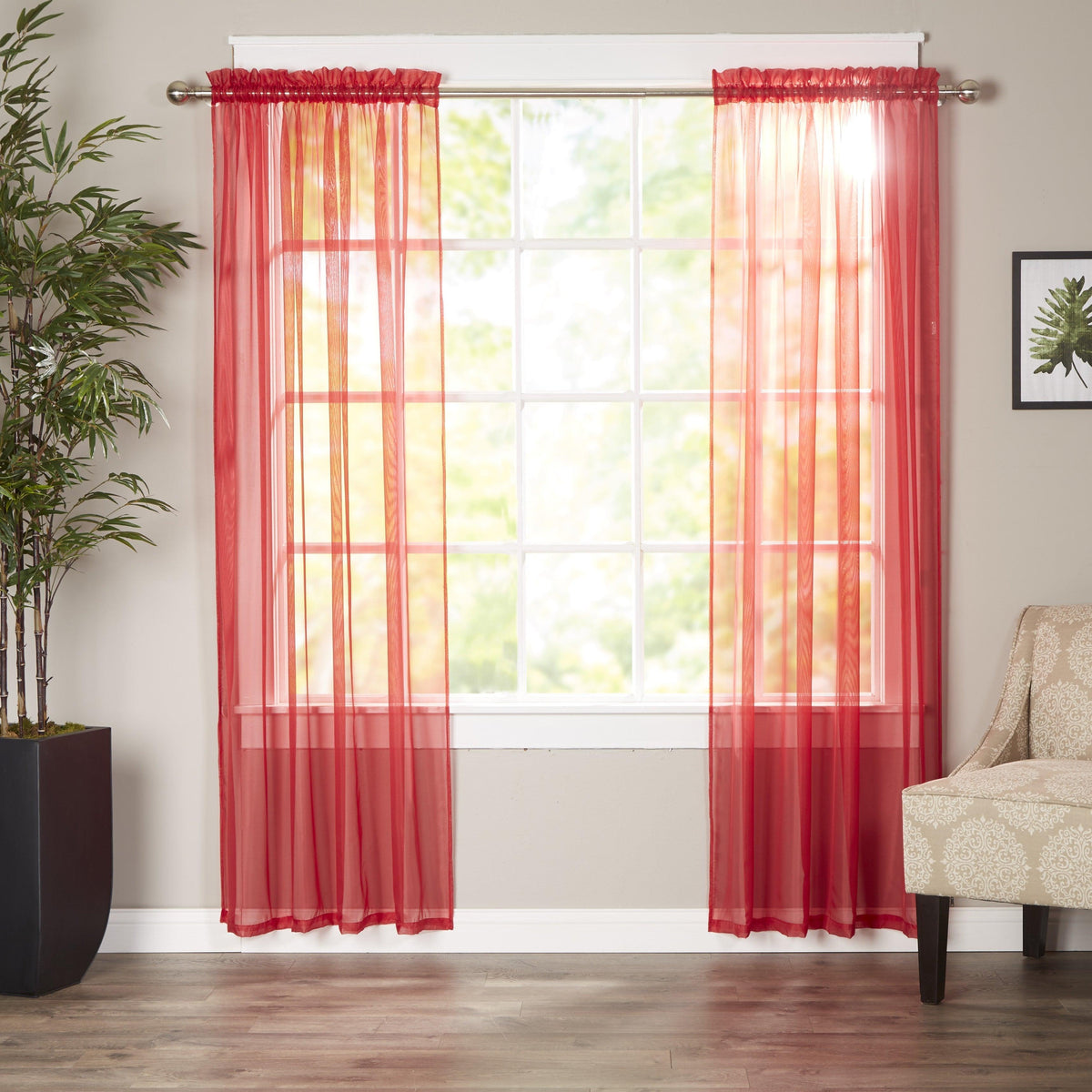 Elegant Comfort Set of 2 Sheer Curtain Panels - Rod Pocket