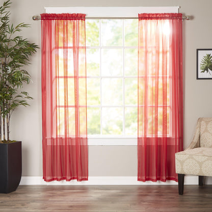Elegant Comfort Set of 2 Sheer Curtain Panels - Rod Pocket