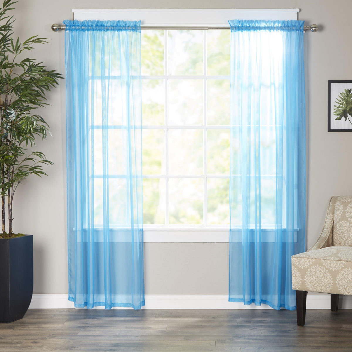 Elegant Comfort Set of 2 Sheer Curtain Panels - Rod Pocket