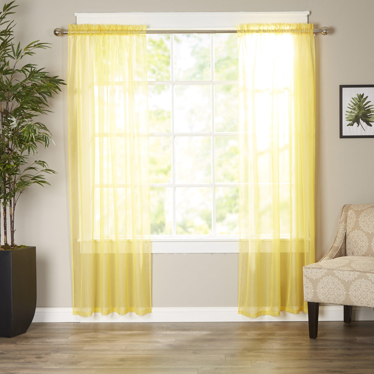 Elegant Comfort Set of 2 Sheer Curtain Panels - Rod Pocket