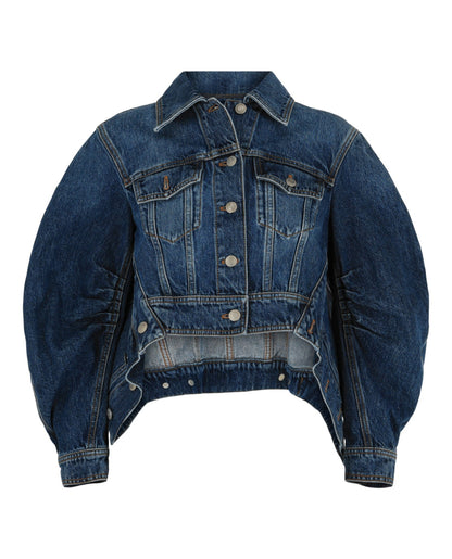 Alexander McQueen Cropped Cocoon Sleeve Denim Jacket