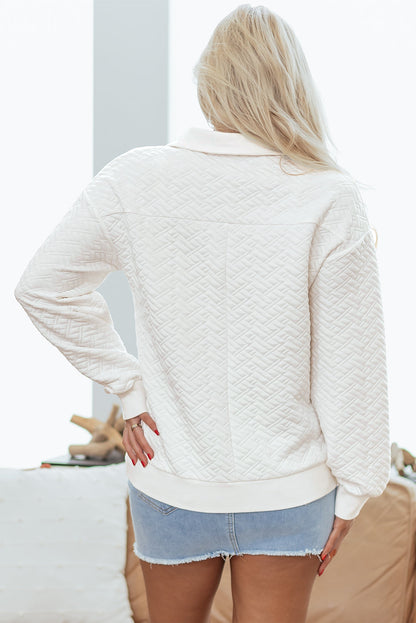 Threaded Pear Raina Textured Collared Pullover