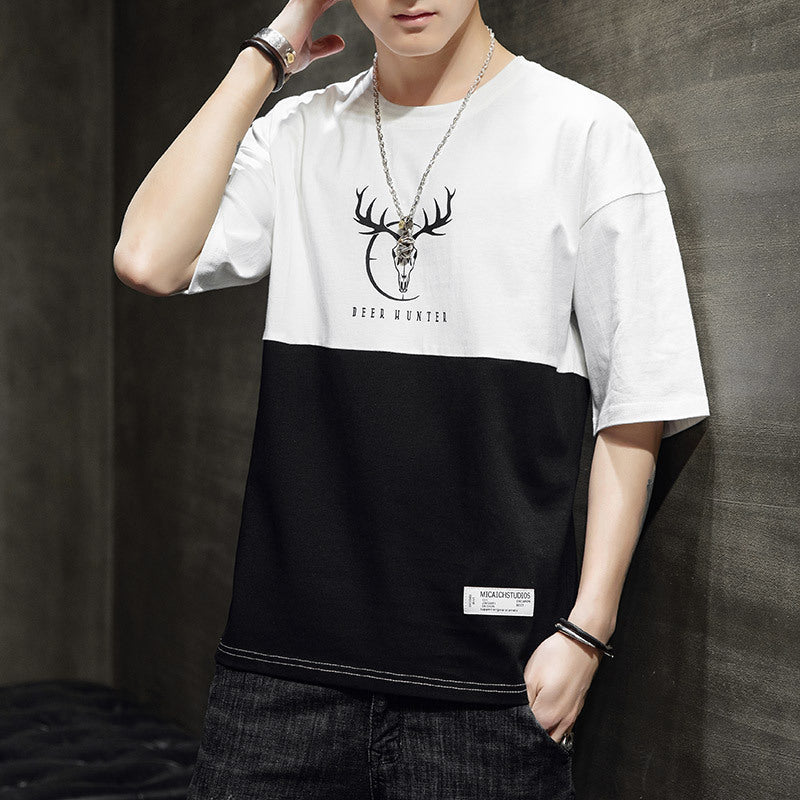 Men’s Loose Casual Half-Sleeve T-Shirt | High-Sense Urban Oversized Tee | Trendy Minimalist Relaxed Fit Cotton Shirt | Luxury-Label Statuesque Radiant Streetwear | 2026 High-Fashion Summer-Luxe Essential