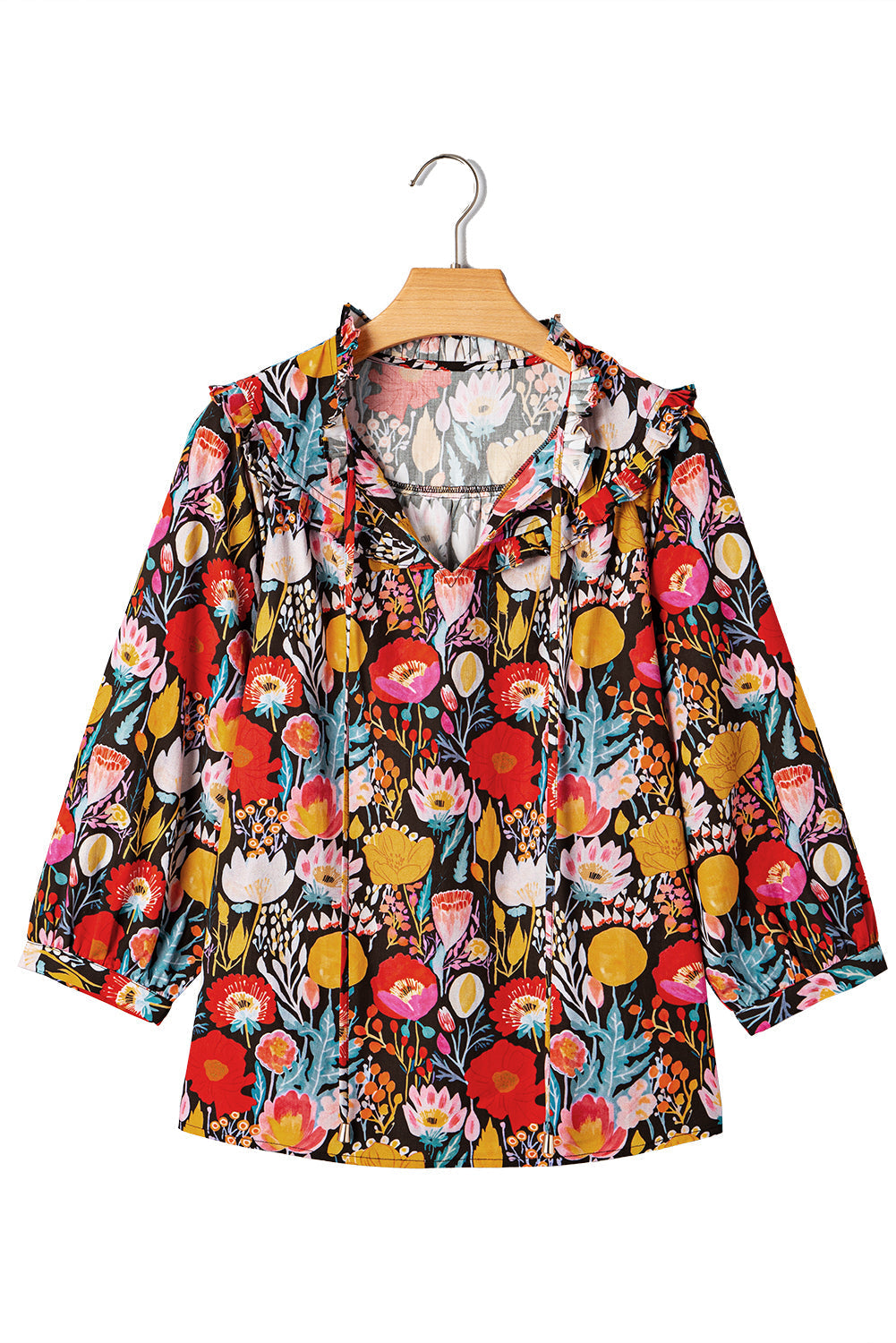 Threaded Pear Amara Puff Sleeve Tied Blouse
