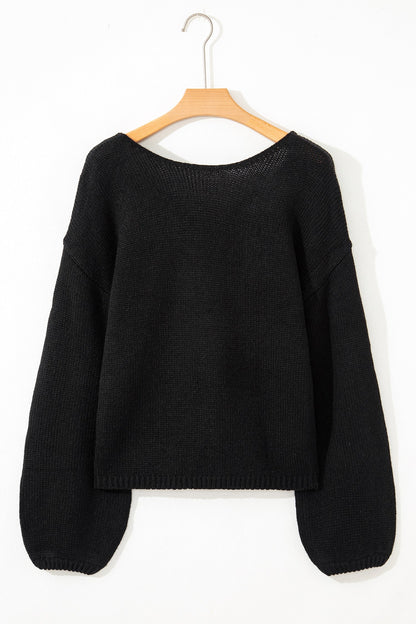 Threaded Pear Faye Backless Bubble Sleeve Sweater
