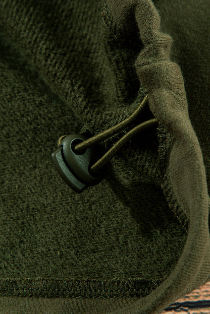 Threaded Pear Kate Fleece Lined Half Zipper Kangaroo Pockets Loose Hoodie