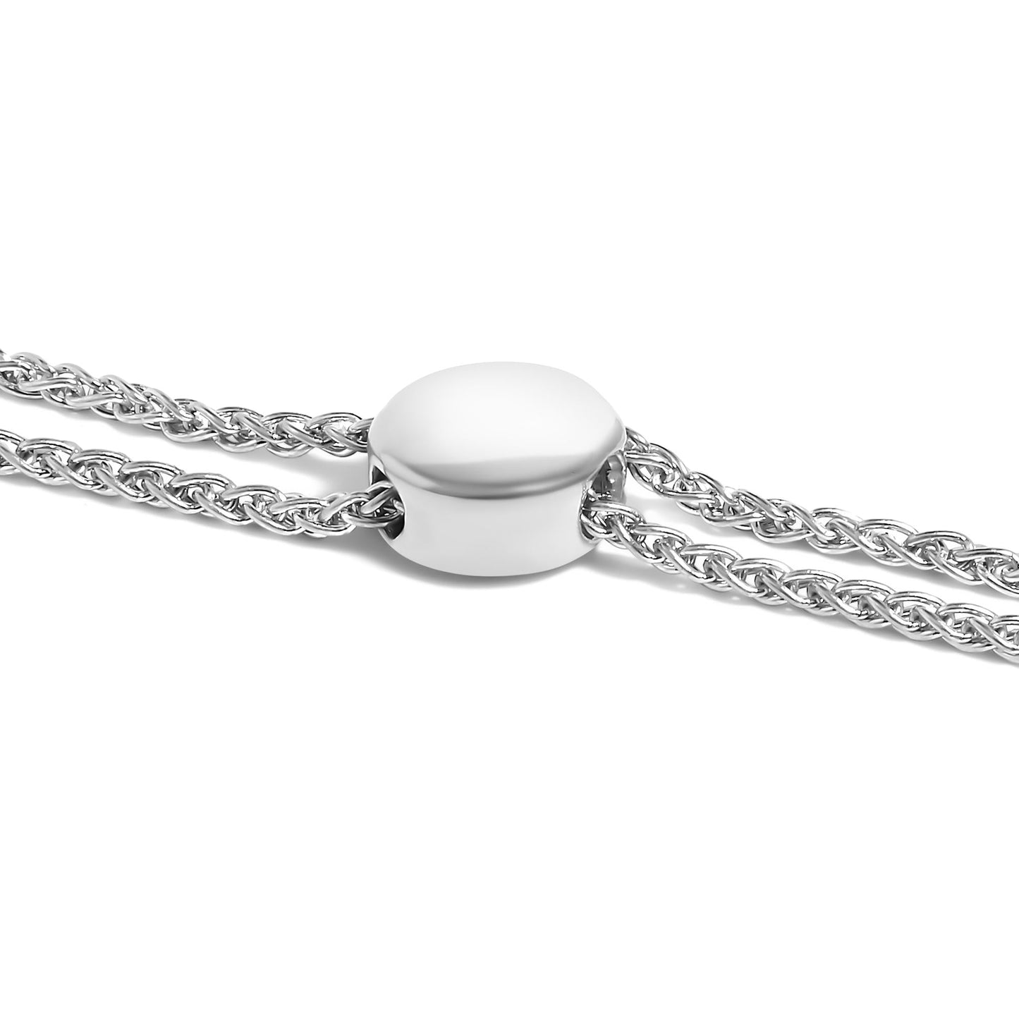 .925 Sterling Silver 1/4 Cttw Diamond 4”-10” Adjustable Bolo Alternating Square and Rectangle Bolo Bracelet (I-J Color, I3 Clarity)