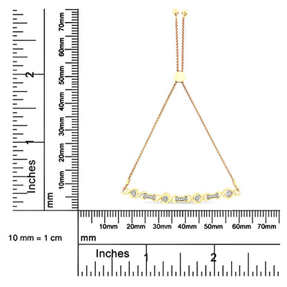 .925 Sterling Silver Channel Set Diamond Accent Twist 4”-10” Adjustable Bolo Bracelet (I-J Color, I3 Clarity)