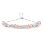 .925 Sterling Silver 1/4 Cttw Round-Cut Diamond X & Tapered Bar Miracle-Set Bolo Bracelet (I-J Color, I3 Clarity) - Two Tone Rose Gold & Silver