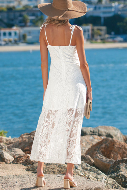 Threaded Pear Maxine Lace Overlay Long Dress