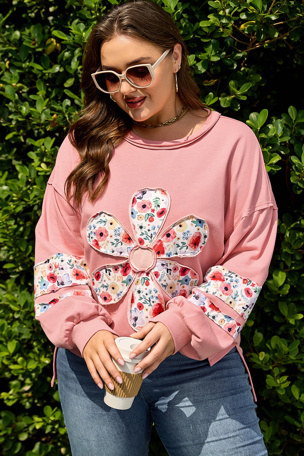 Threaded Pear Elizabeth applique Drop Shoulder Sweatshirt