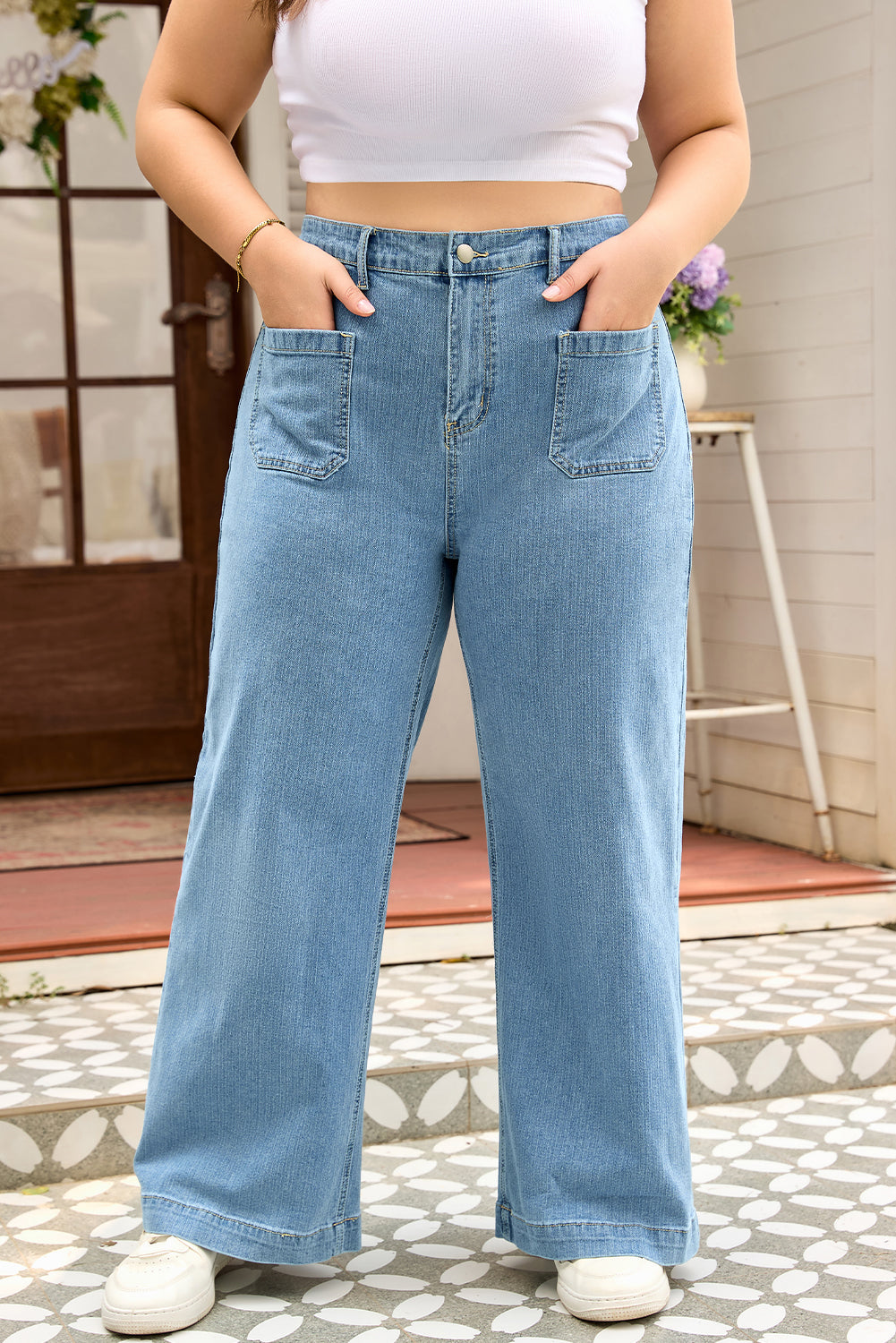 Threaded Pear Adelyn Textured Wide Leg PLUS Jeans