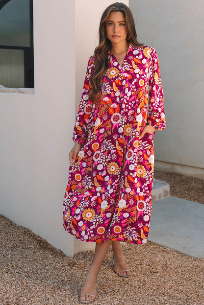 Threaded Pear Alina Collared Tiered Long Dress