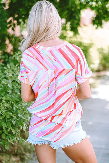 Threaded Pear Cali Abstract Short Sleeve Blouse