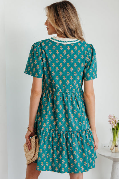 Threaded Pear Clover Short Sleeve Floral Dress