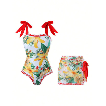 Linen Printed Halter One-Piece Swimsuit for Women