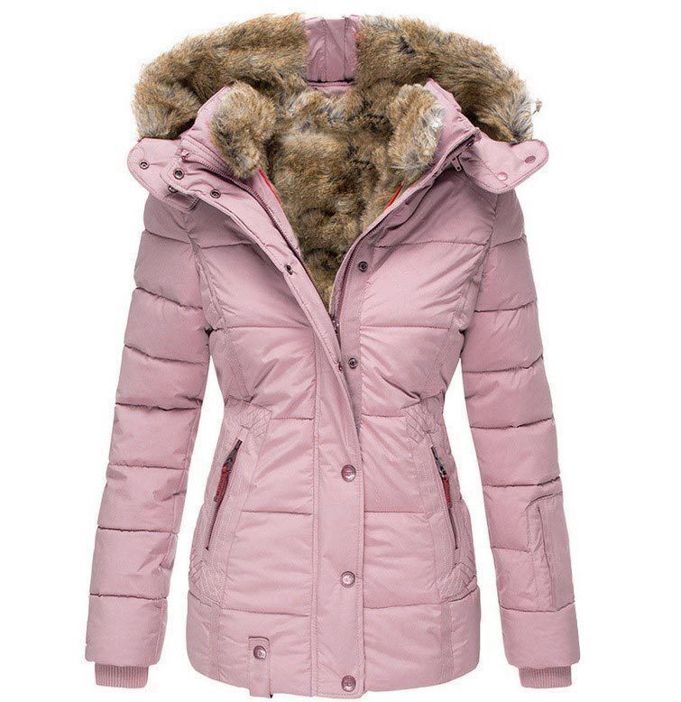 Zipper long sleeved slim fit cotton jacket hooded coat