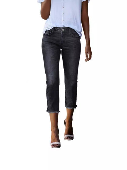 Fashionable Retro Slim Fit Stretch Jeans for Women | High-Waisted Vintage Skinny Denim | Premium Elastic Slimming Blue Jeans | Classic Retro Aesthetic Women's Denim Trousers