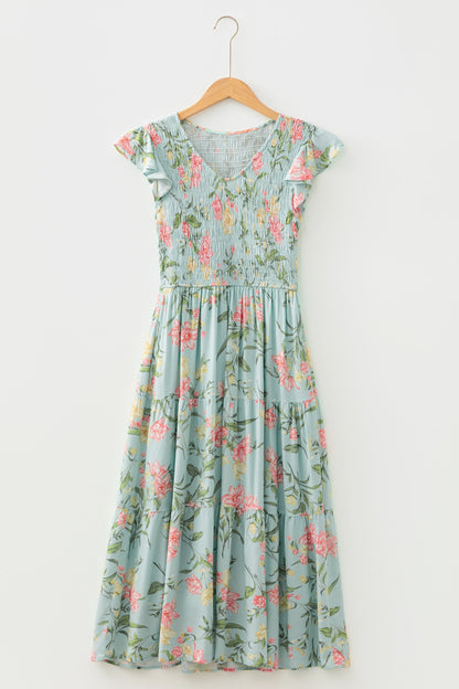 Threaded Pear Alejandra Tiered Floral Maxi Dress