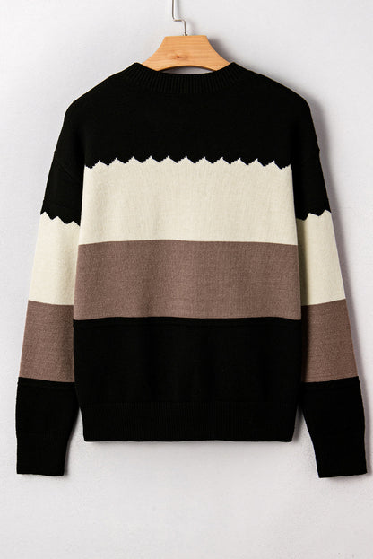 Threaded Pear Harper Colorblock Drop Shoulder Sweater