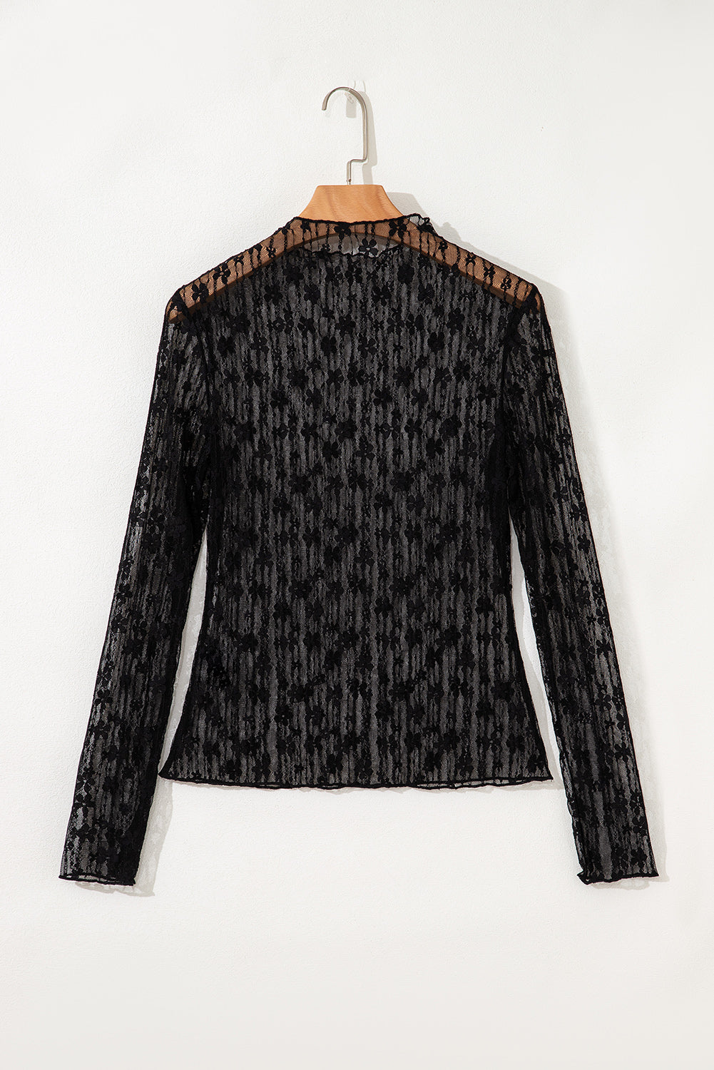 Threaded Pear Adalynn Sheer Floral Lace Long Sleeve Top