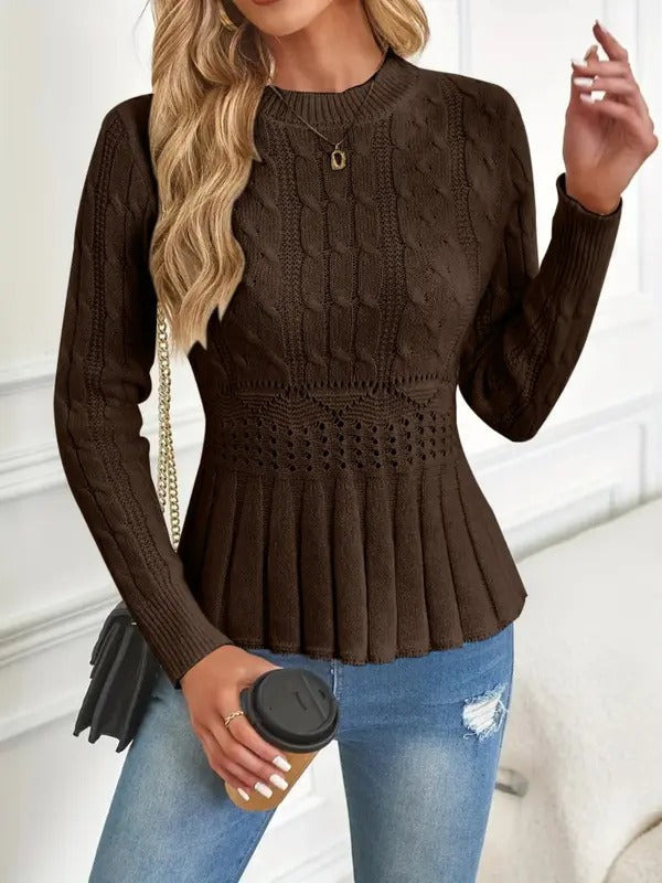 ✨Women's Chunky Knit Crew Neck Long Sleeve Knit Top