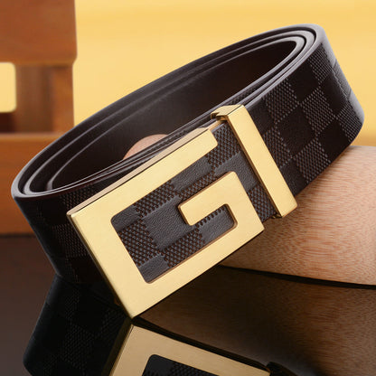 Men’s Factory Direct Automatic Leather Belt | Premium Wholesale Business Ratchet Belt | Luxury Genuine Leather Men's Belt | Sleek Professional No-Hole Automatic Waistband