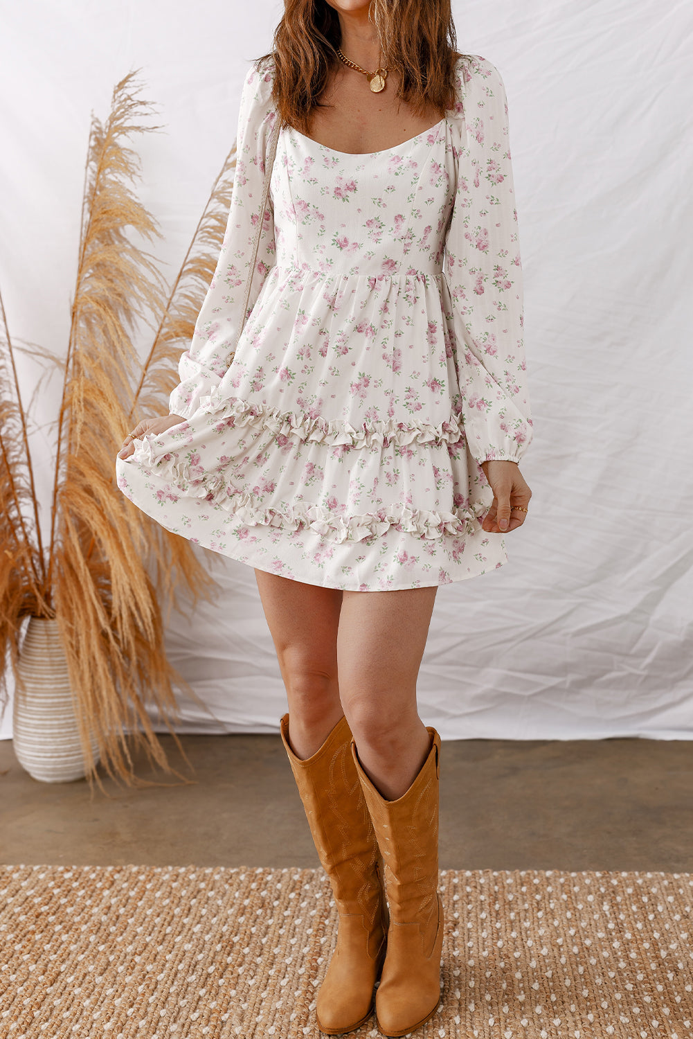 Threaded Pear Lottie Detail Flared Mini Dress