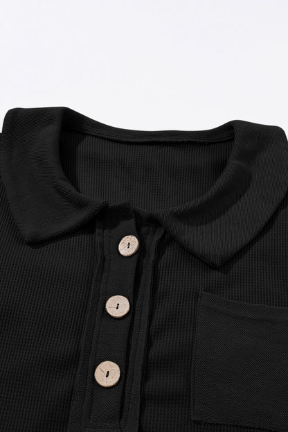 Threaded Pear Nina Waffle Knit Long Sleeve Top