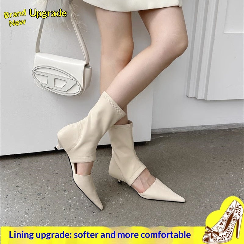 Women’s French Style Pointed-Toe Stiletto Heels | Elegant Stretchy Sock-Style Pumps | Sophisticated Office Wear High Heels | Minimalist Slim-Fit Stilettos for Women | 2026 Luxury Footwear