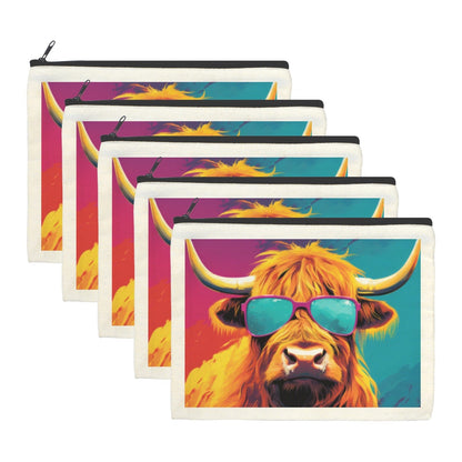 Cool Highland Cow Cosmetic Bag Pack of 5 Made in America