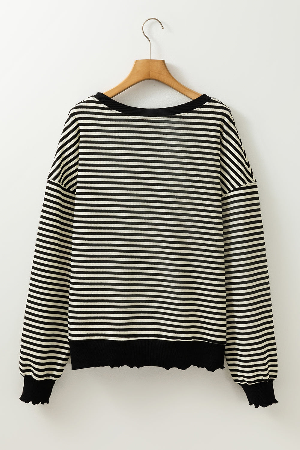 Threaded Pear Angie Stripe Loose Drop Shoulder Long Sleeve Top