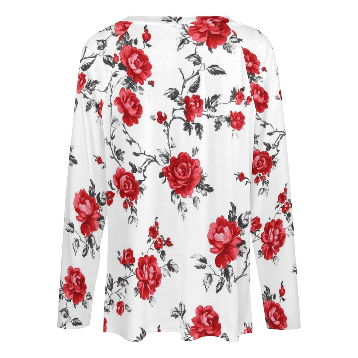 Colores de Mexico Red Rose Floral Long Sleeve Top