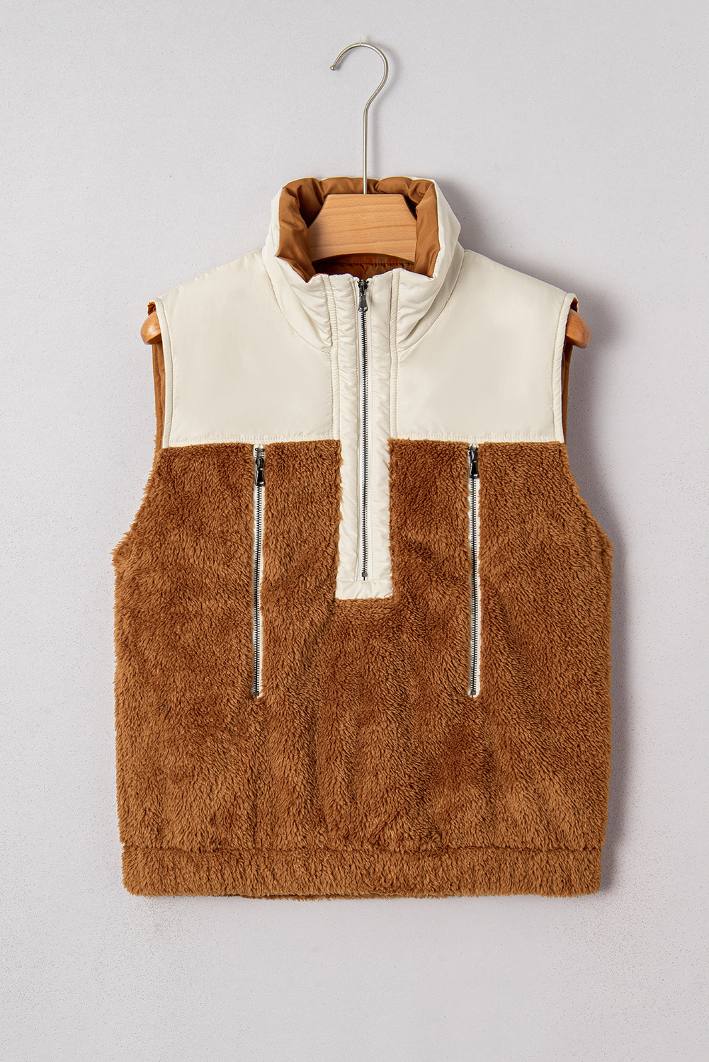 Threaded Pear Elizabeth Patchwork Zipper Stand Vest