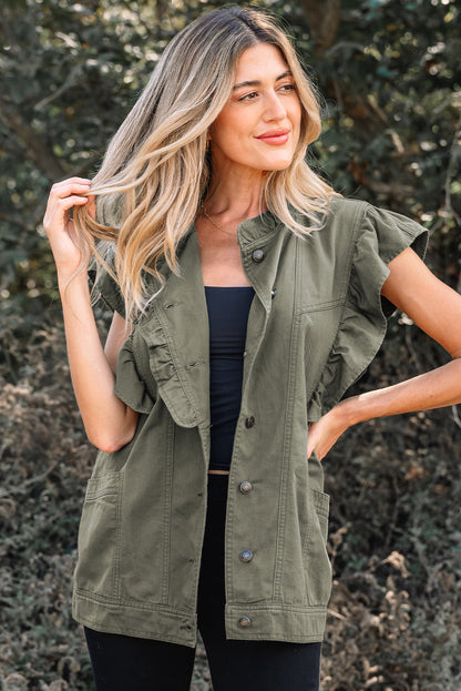 Threaded Pear Abigail Bay Ruffled Patchwork Jacket