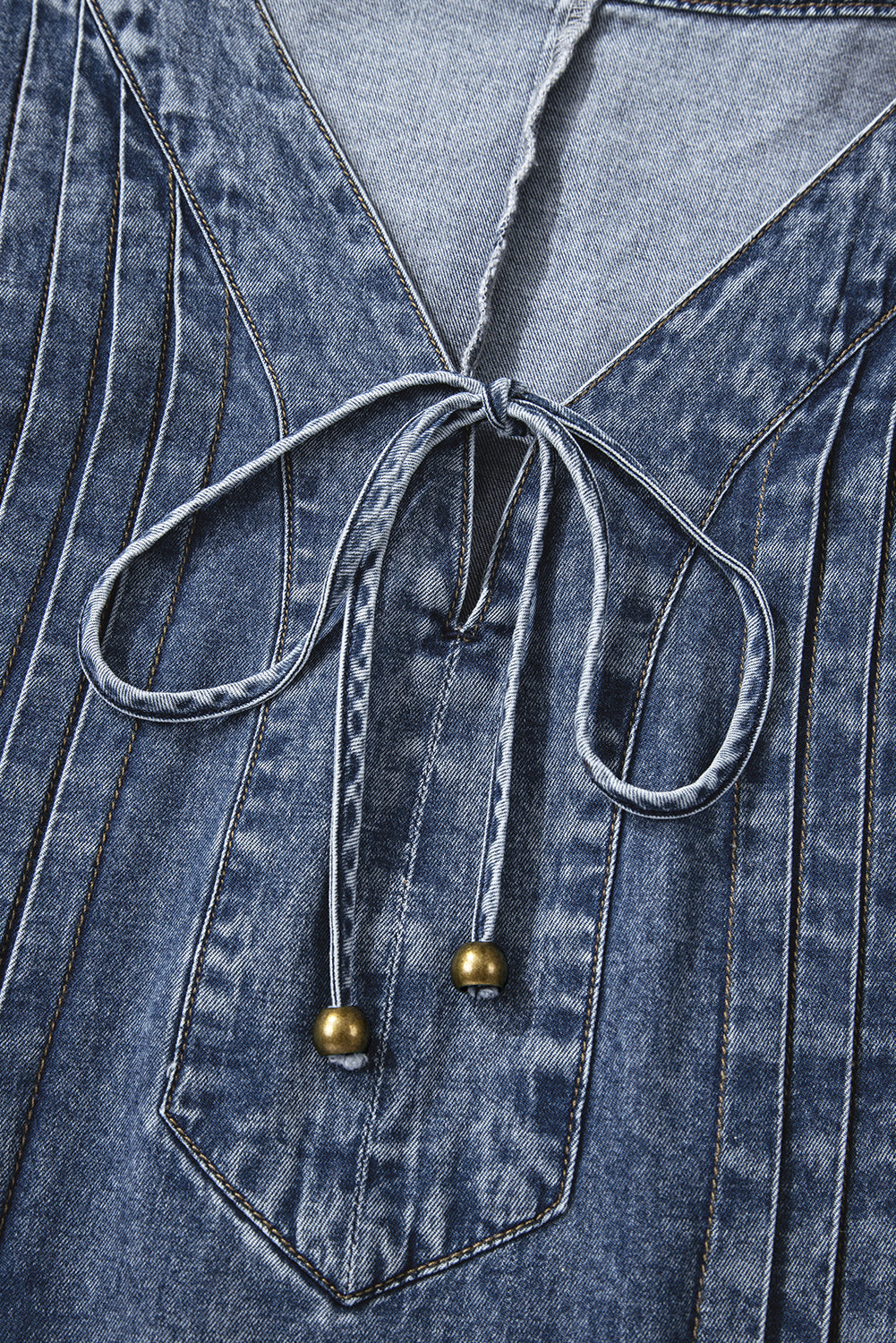 Threaded Pear Autumn Tied Pleated Mini Dress