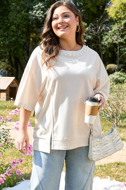 Threaded Pear Amber Half Sleeve PLUS Top