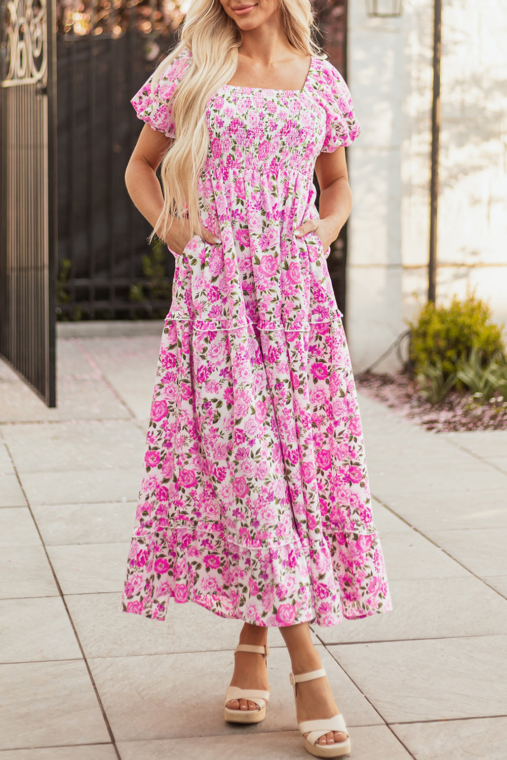 Threaded Pear Raina Sleeve Flowy Long Dress
