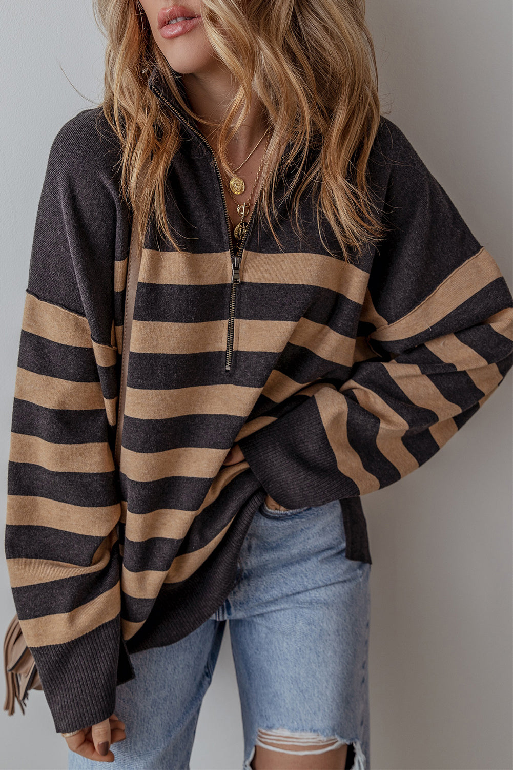 Threaded Pear Adeline Stripe Oversized Sweater