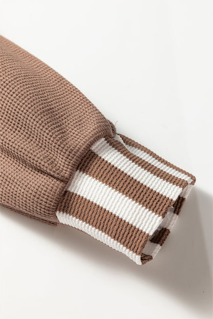 Threaded Pear Tilly Striped Patchwork Drawstring Hoodie