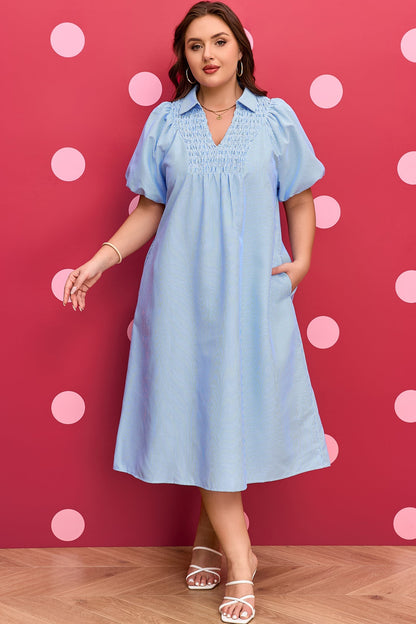 Threaded Pear Julieta Detail Collar Midi PLUS Dress