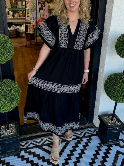 ✨Women's V-Neck Boho Maxi Dress (Buy 2 Free Shipping)