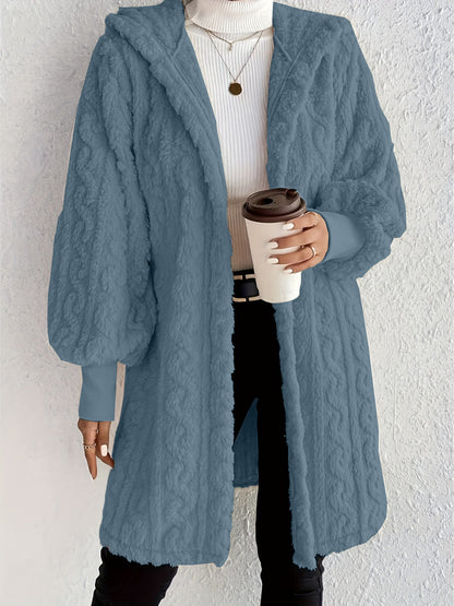 ✨Women's Plush Fleece Soft Midi-Length Jacket with Pockets