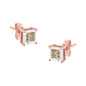 14K Rose Gold Plated Two-Tone .925 Sterling Silver 1/2 Cttw Princess-Cut Square Diamond Solitaire Miracle-Plate Stud Earrings (K-L Color, I2-I3 Clarity)