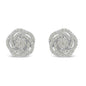 10k White Gold Rose-Cut Diamond Floral Cluster Earrings (1 cttw, I-J Color, I2-I3 Clarity)