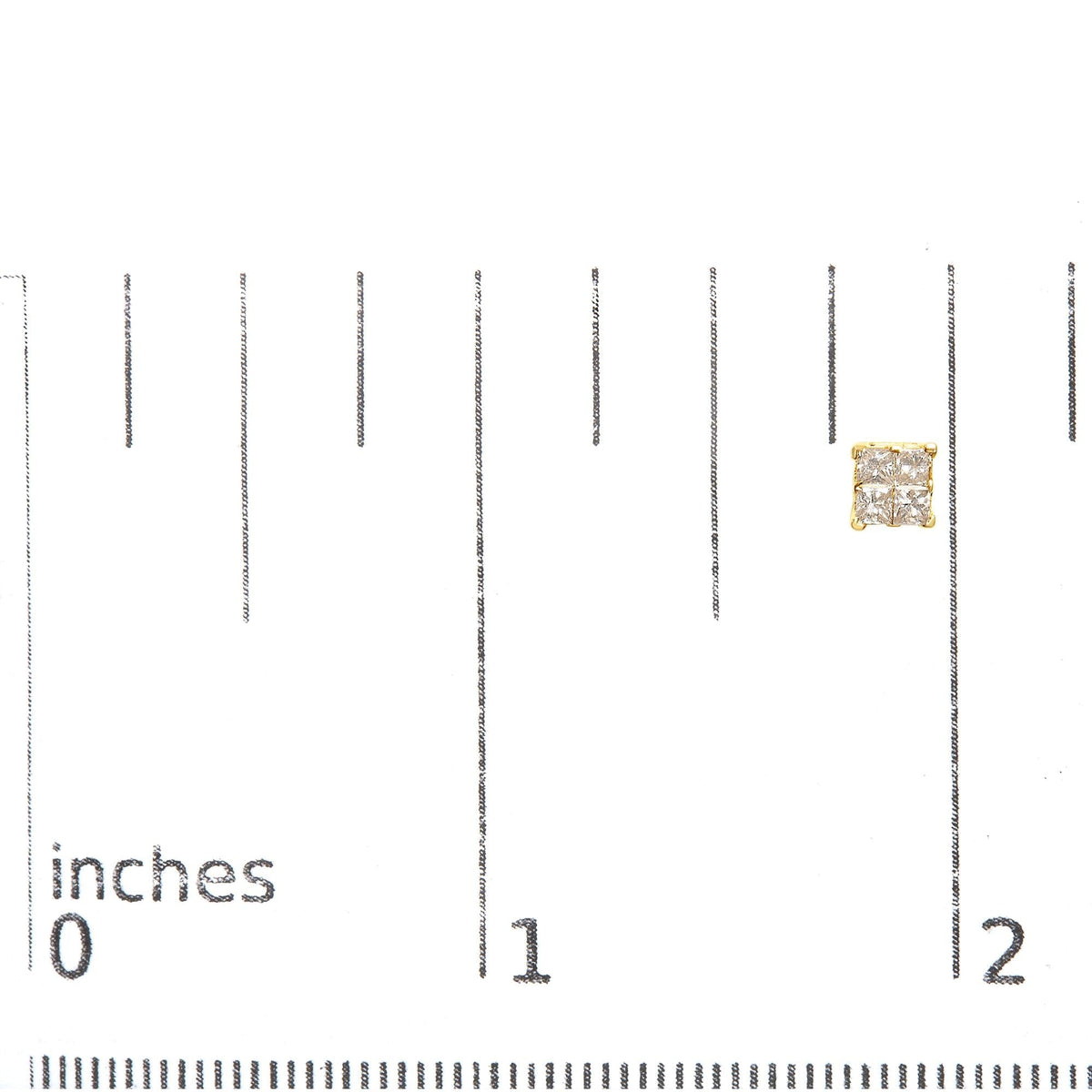 10K Yellow Gold 3/4 Cttw Invisible Set Princess-Cut Diamond Composite Square Stud Earrings (I-J Color, I2-I3 Clarity)