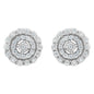 10KT White Gold 1/2 cttw Double Halo Brilliant Round-Cut Diamond Stud Earrings (I-J Clarity, I2-I3 Color)