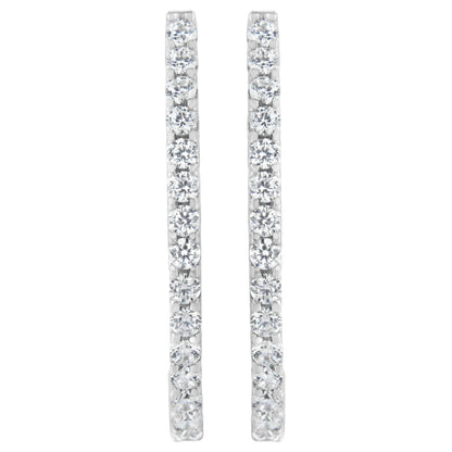 14K White Gold 2.0 Cttw Round Brilliant Cut Diamond Oblong Hinged Leverback Hoop Earrings (I-J Color, I1-I2 Clarity)